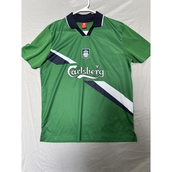 Liverpool Football Club Carlsberg Jersey Mens Size Large Green/Blue